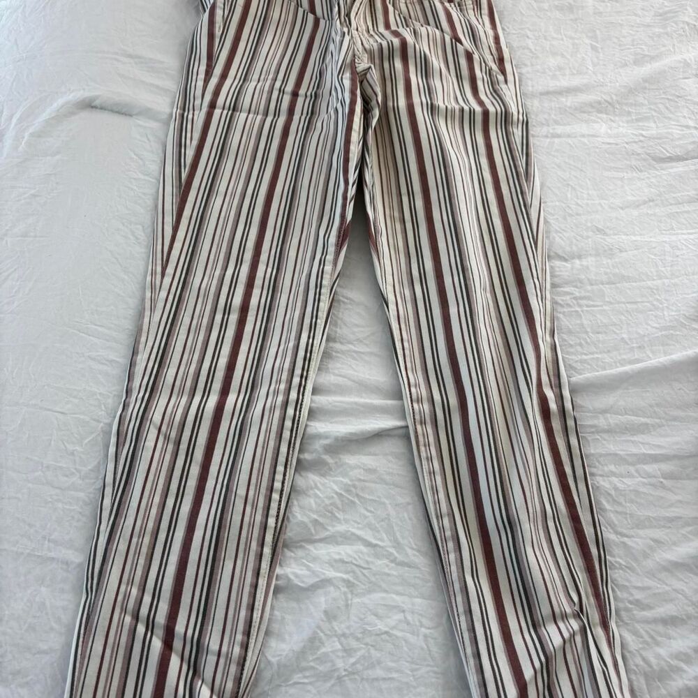 AMERICAN EAGLE OUTFITTERS Red Green Cream Striped Jean Women's Sz 6 Pants